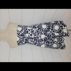 J CREW small Navy & white floral fit & flare dress